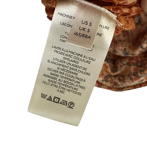 Free People Womens Next Vacation Top Smocked V-Neck Blouse Sz Small Multicolor - Picture 8 of 12